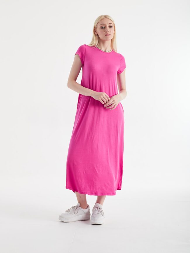 Vestido largo manga corta